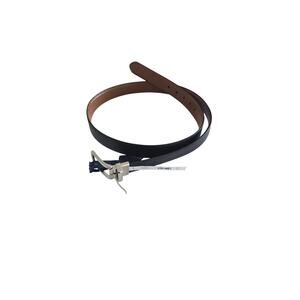 Men’s Cole Hann XL 42-44 Reversible Leather Belt Black Brown Dress Casual Silver